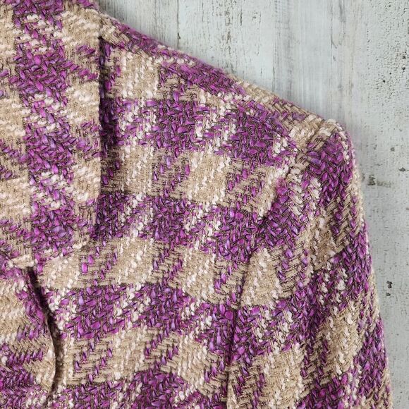 Alfred Dunner Blazer Purple Tan Check Size  12P - Picture 5 of 11